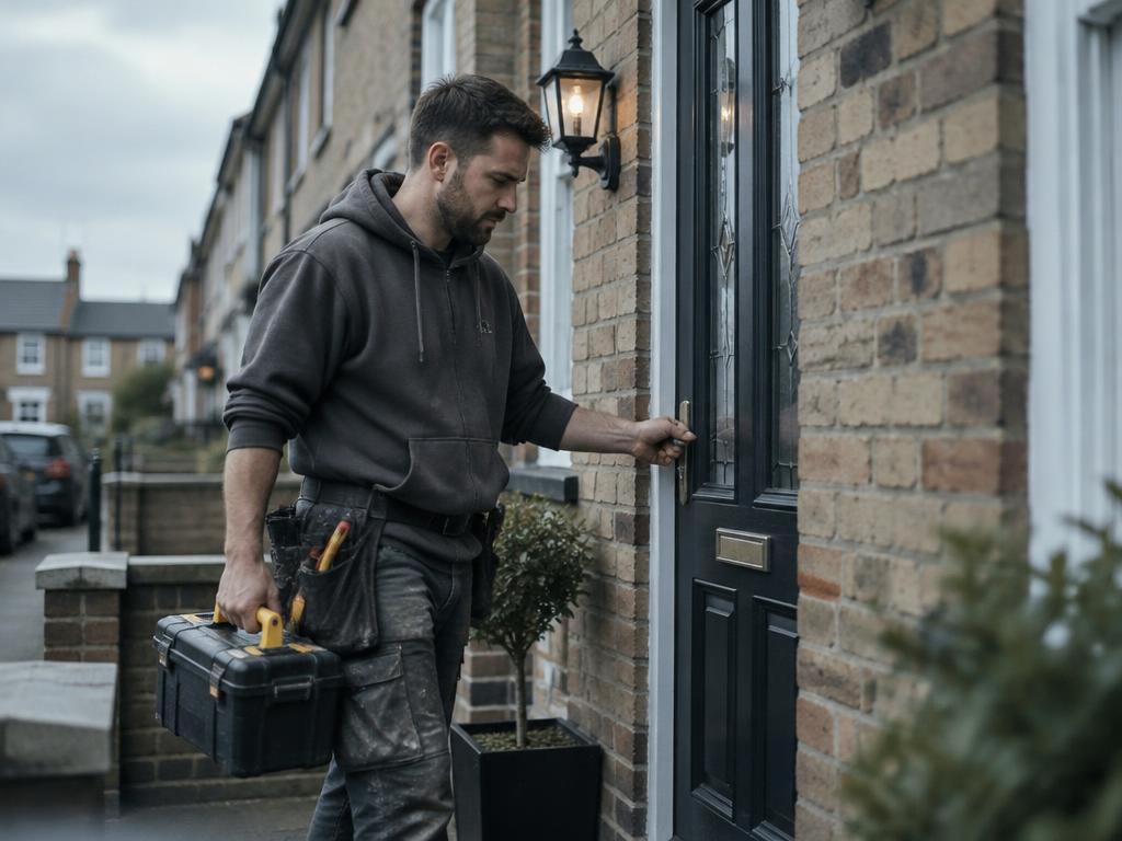 Professional tradesperson working on a home improvement project