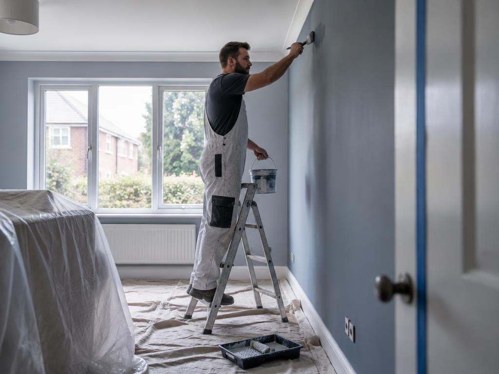 Professional decorator painting a contemporary residential interior